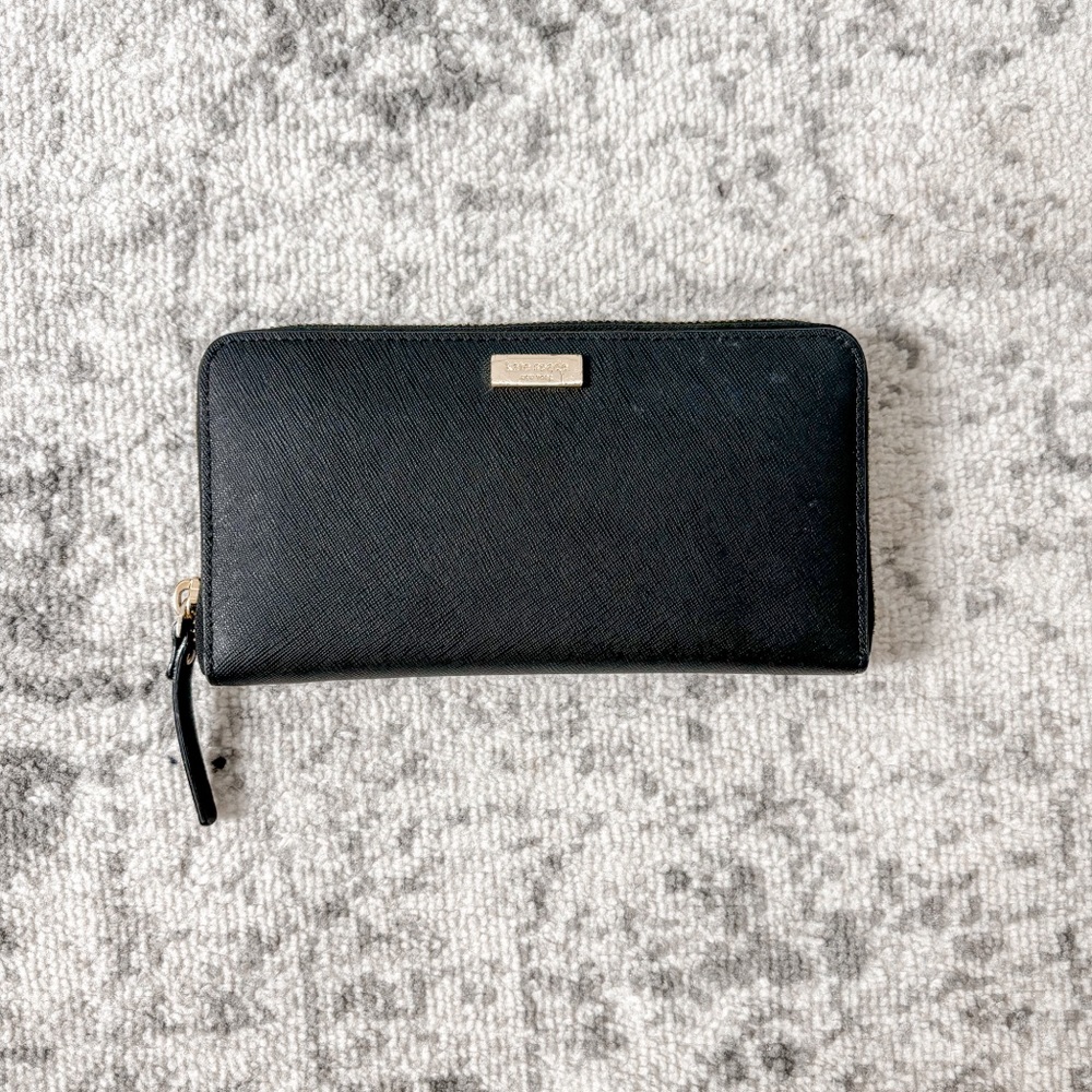 Kate Spade Black Leather Continental Zippered Wallet - Picture 2 of 10